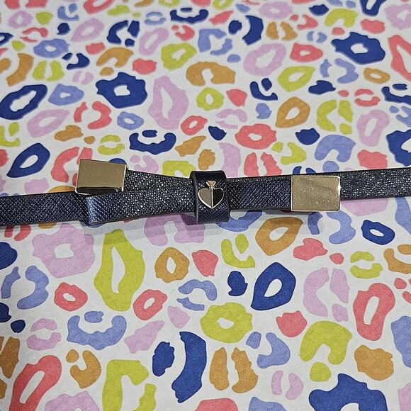 Kate Spade Belt 8mm Blue Leather Shoestring Bow Belt Size XL Extra Large New - Picture 2 of 4